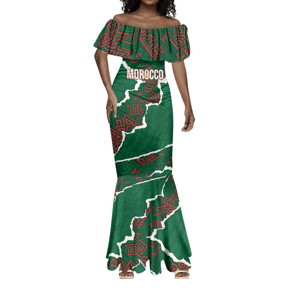 Morocco Football Custom Mermaid Dress Grunge Motifs