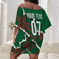Morocco Football Custom Off Shoulder Short Dress Grunge Motifs