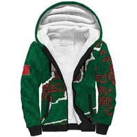 Morocco Football Custom Sherpa Hoodie Grunge Motifs