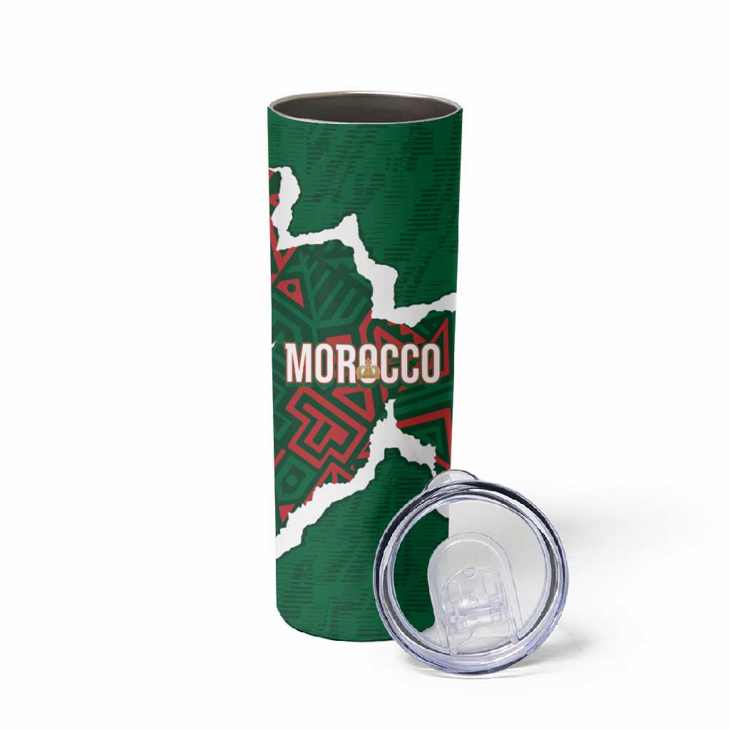 Morocco Football Custom Skinny Tumbler Grunge Motifs