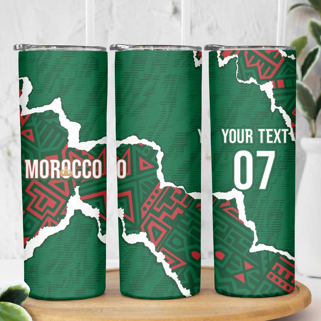 Morocco Football Custom Skinny Tumbler Grunge Motifs