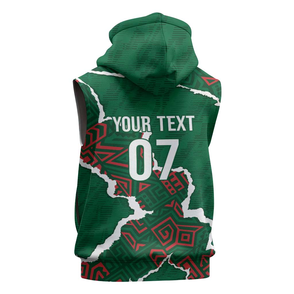 Morocco Football Custom Sleeveless Hoodie Grunge Motifs