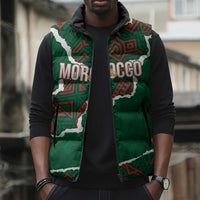 Morocco Football Custom Sleeveless Puffer Jacket Grunge Motifs