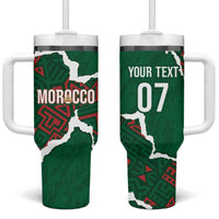 Morocco Football Custom Tumbler With Handle Grunge Motifs