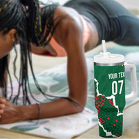 Morocco Football Custom Tumbler With Handle Grunge Motifs