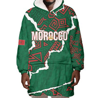 Morocco Football Custom Wearable Blanket Hoodie Grunge Motifs