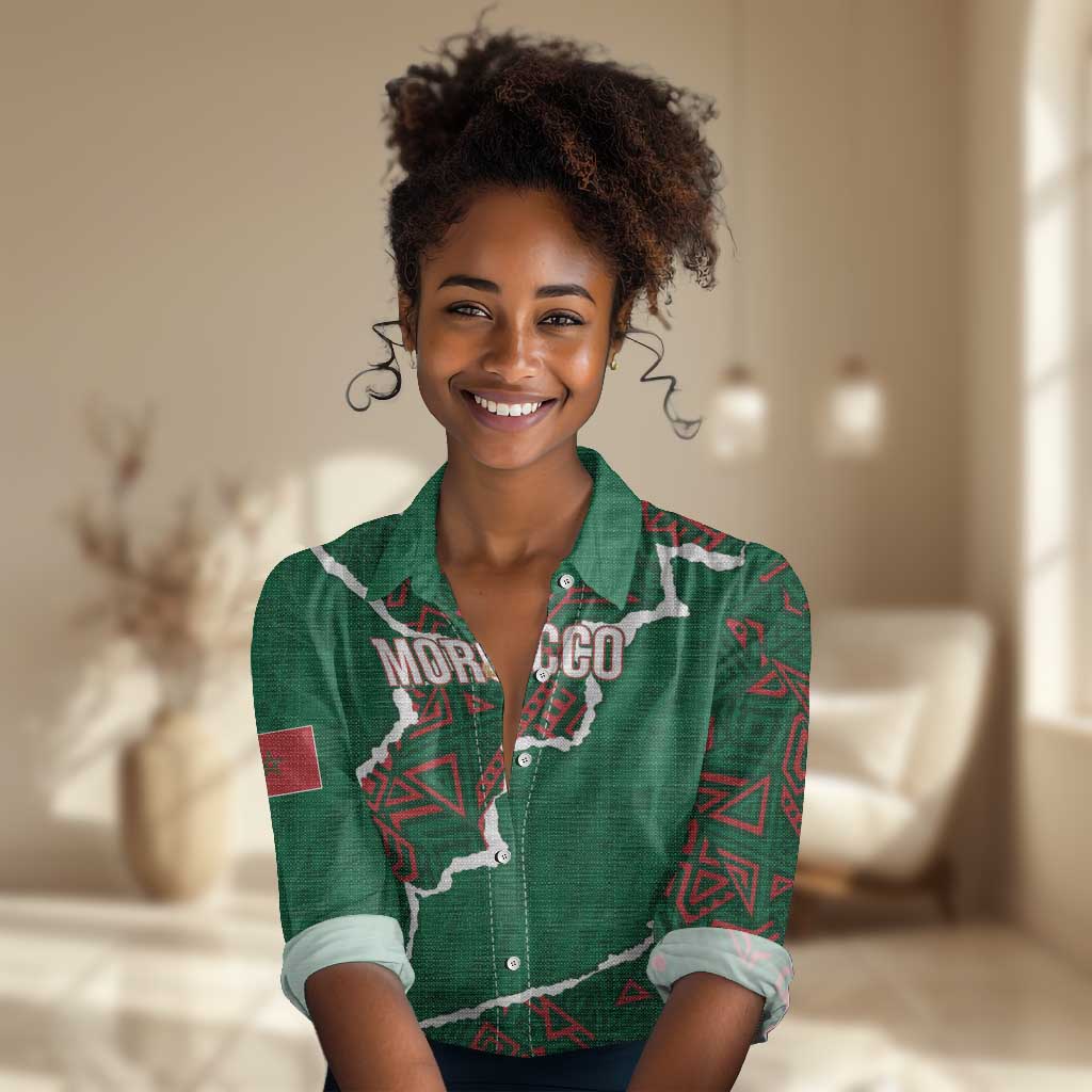 Morocco Football Custom Women Casual Shirt Grunge Motifs