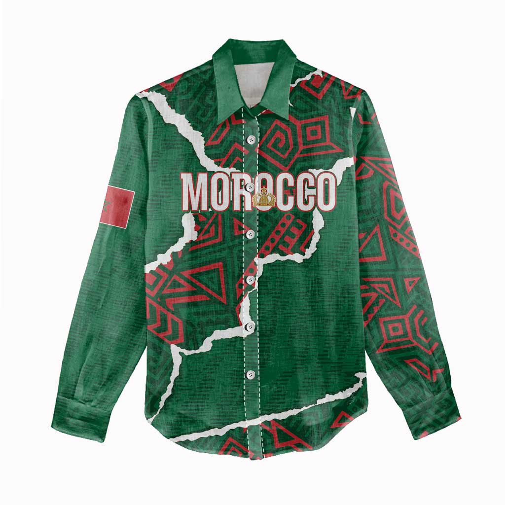 Morocco Football Custom Women Casual Shirt Grunge Motifs