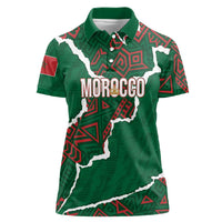 Morocco Football Custom Women Polo Shirt Grunge Motifs