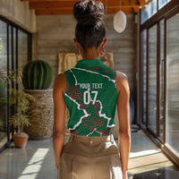 Morocco Football Custom Women Sleeveless Polo Shirt Grunge Motifs