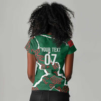 Morocco Football Custom Women V-Neck T-Shirt Grunge Motifs