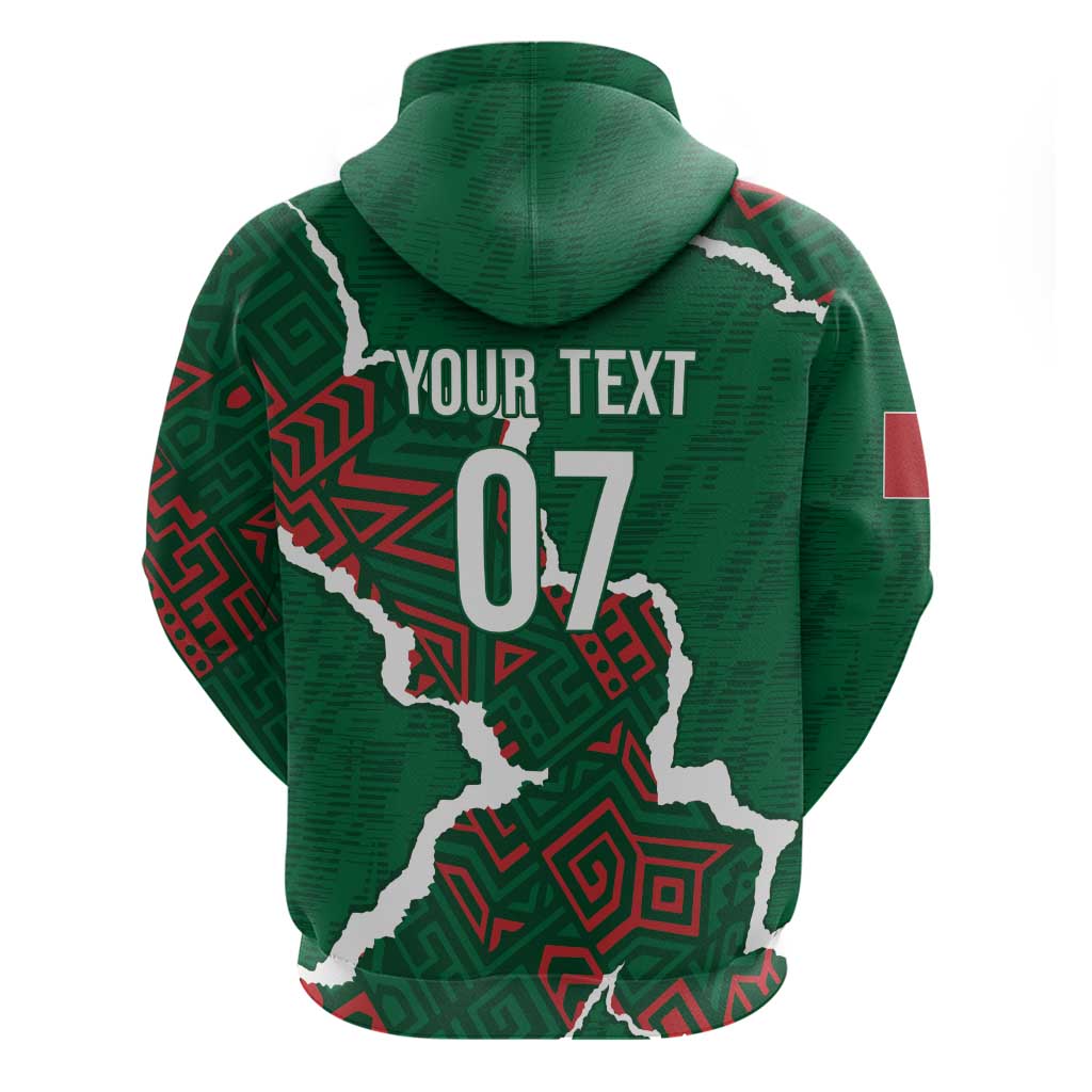 Morocco Football Custom Zip Hoodie Grunge Motifs