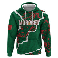 Morocco Football Custom Zip Hoodie Grunge Motifs