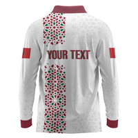 Morocco Atlas Lions Personalized Long Sleeve Polo Shirt Arabesque Inspired Pattern