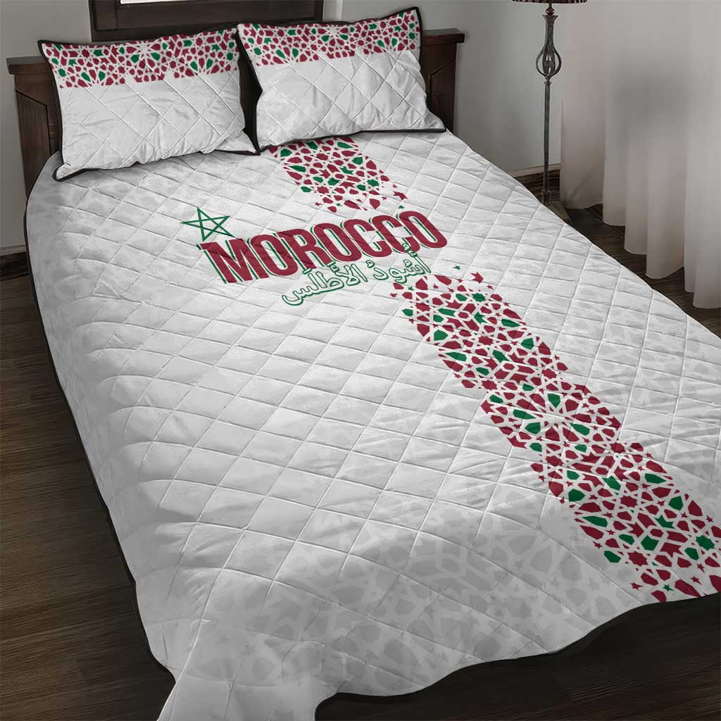 Morocco Atlas Lions Quilt Bed Set Arabesque Inspired Pattern