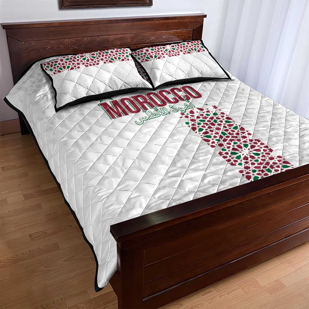 Morocco Atlas Lions Quilt Bed Set Arabesque Inspired Pattern