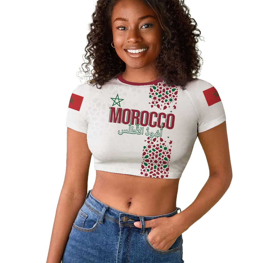 Morocco Atlas Lions Personalized Raglan Cropped T shirt Arabesque Inspired Pattern LT7