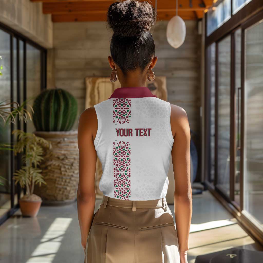 Morocco Atlas Lions Personalized Women Sleeveless Polo Shirt Arabesque Inspired Pattern