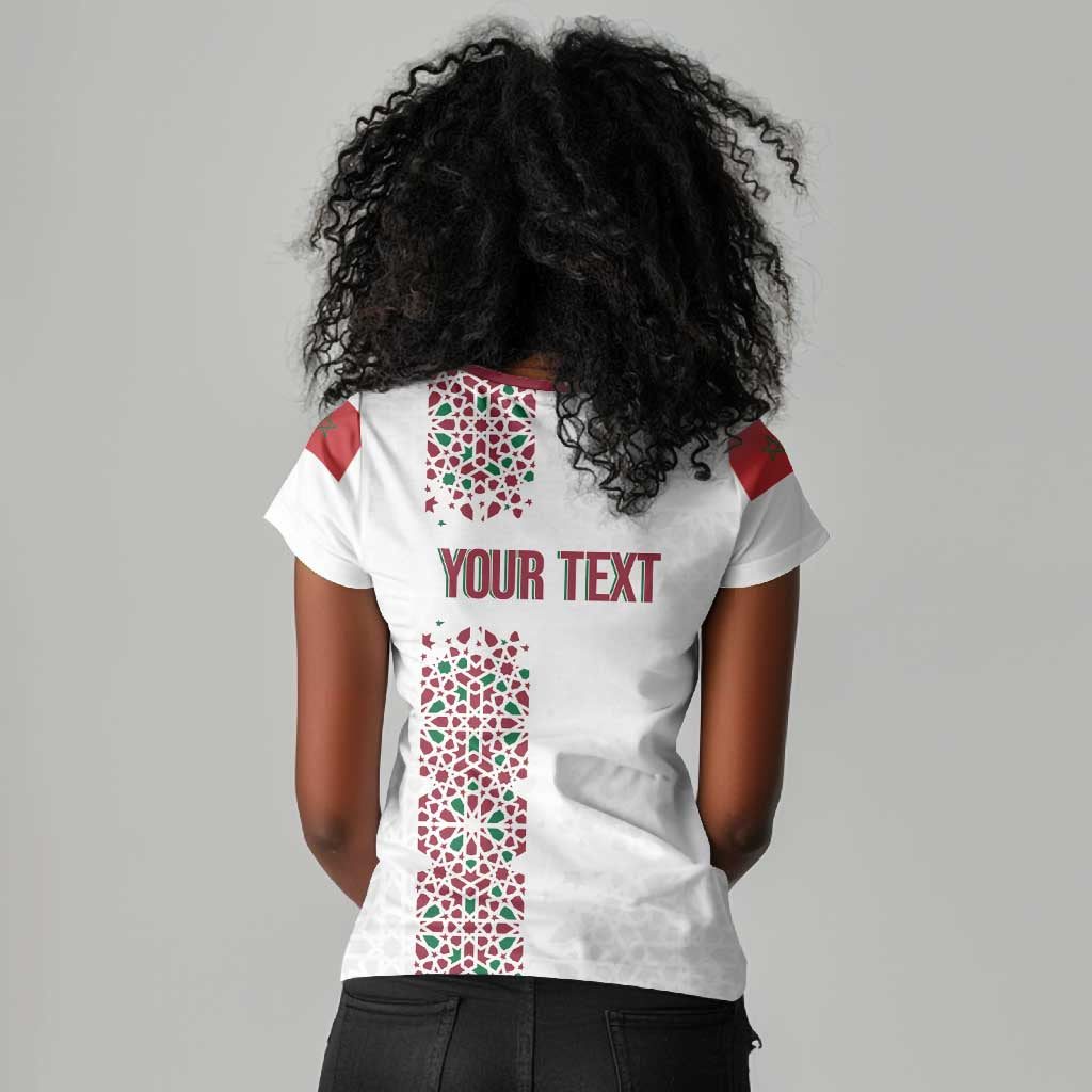 Morocco Atlas Lions Personalized Women V-Neck T-Shirt Arabesque Inspired Pattern