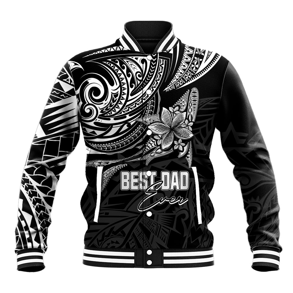 Personalised Father's Day Polynesian Baseball Jacket Best Dad Ever - Black LT7 - Wonder Print Shop