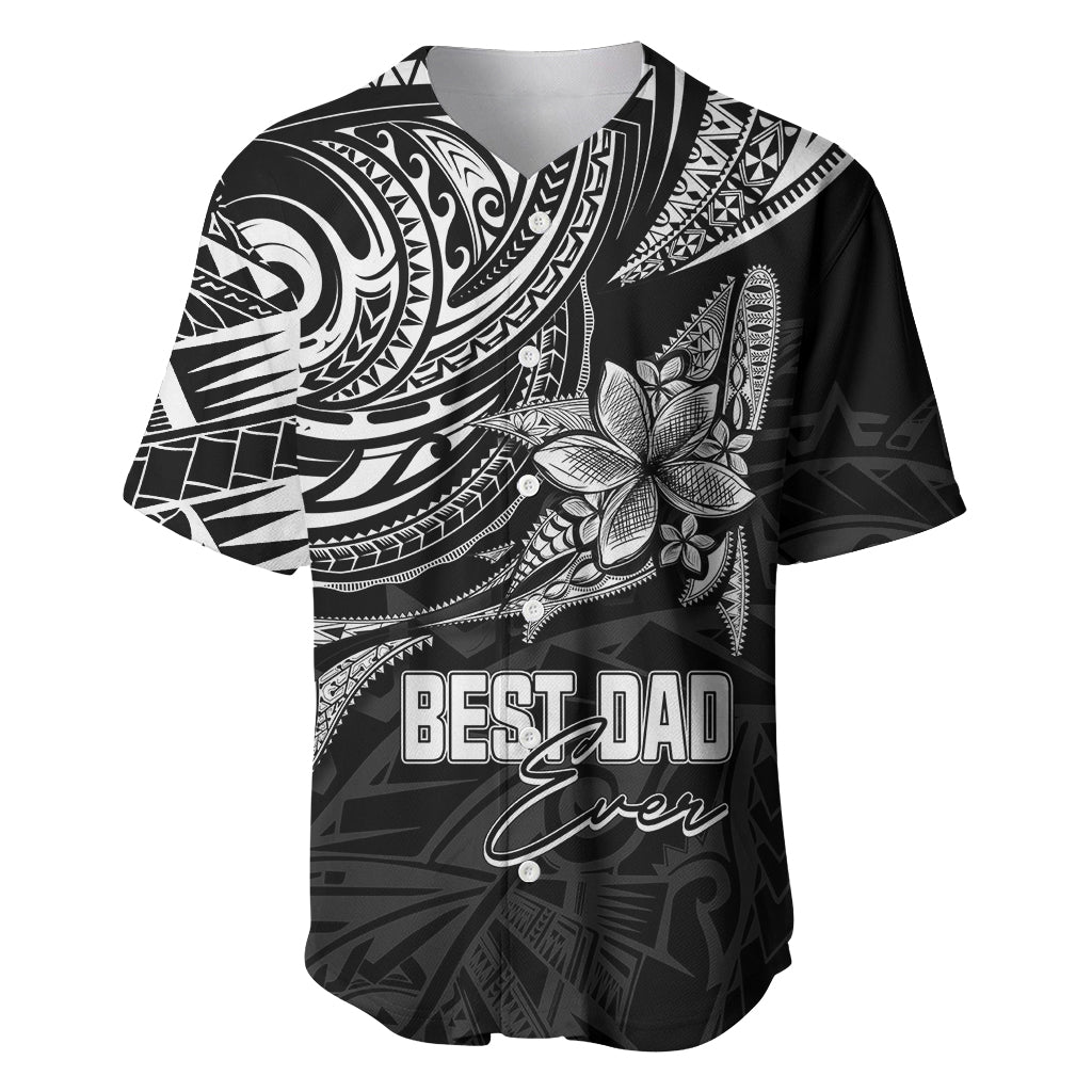 Personalised Father's Day Polynesian Baseball Jersey Best Dad Ever - Black LT7 - Wonder Print Shop