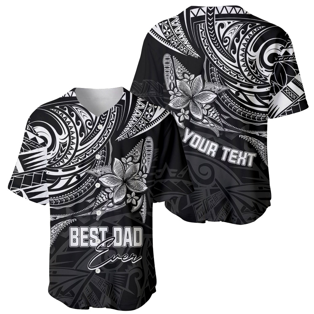 Personalised Father's Day Polynesian Baseball Jersey Best Dad Ever - Black LT7 - Wonder Print Shop