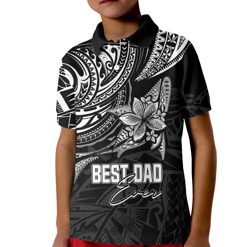 Custom Fathers Day Polynesian Polo Shirt for Kid Best Dad Ever Black - Wonder Print Shop