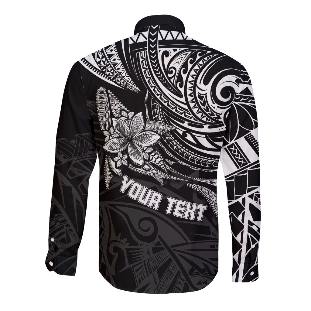 Personalised Father's Day Polynesian Long Sleeve Button Shirt Best Dad Ever - Black - Wonder Print Shop