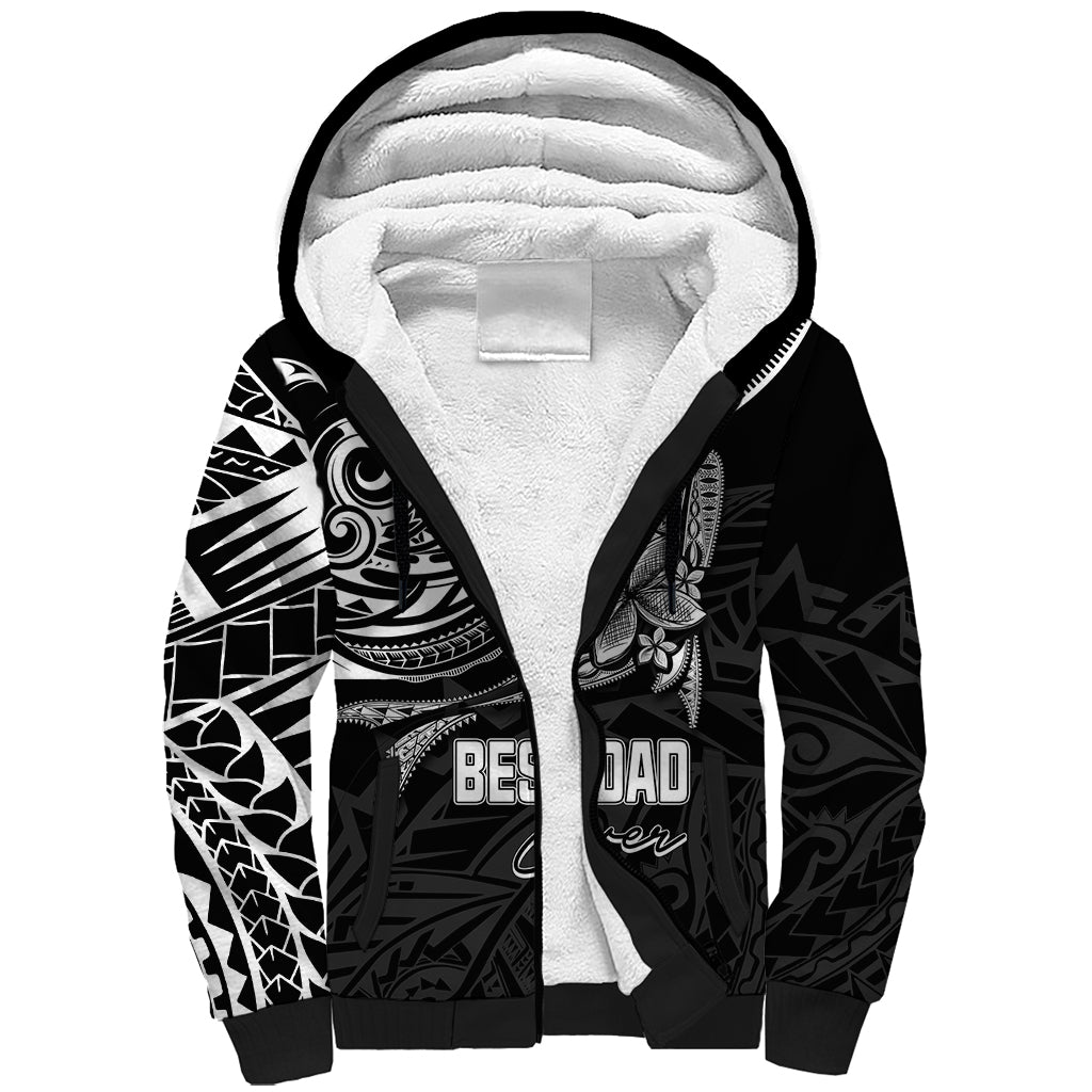 Personalised Father's Day Polynesian Sherpa Hoodie Best Dad Ever - Black - Wonder Print Shop