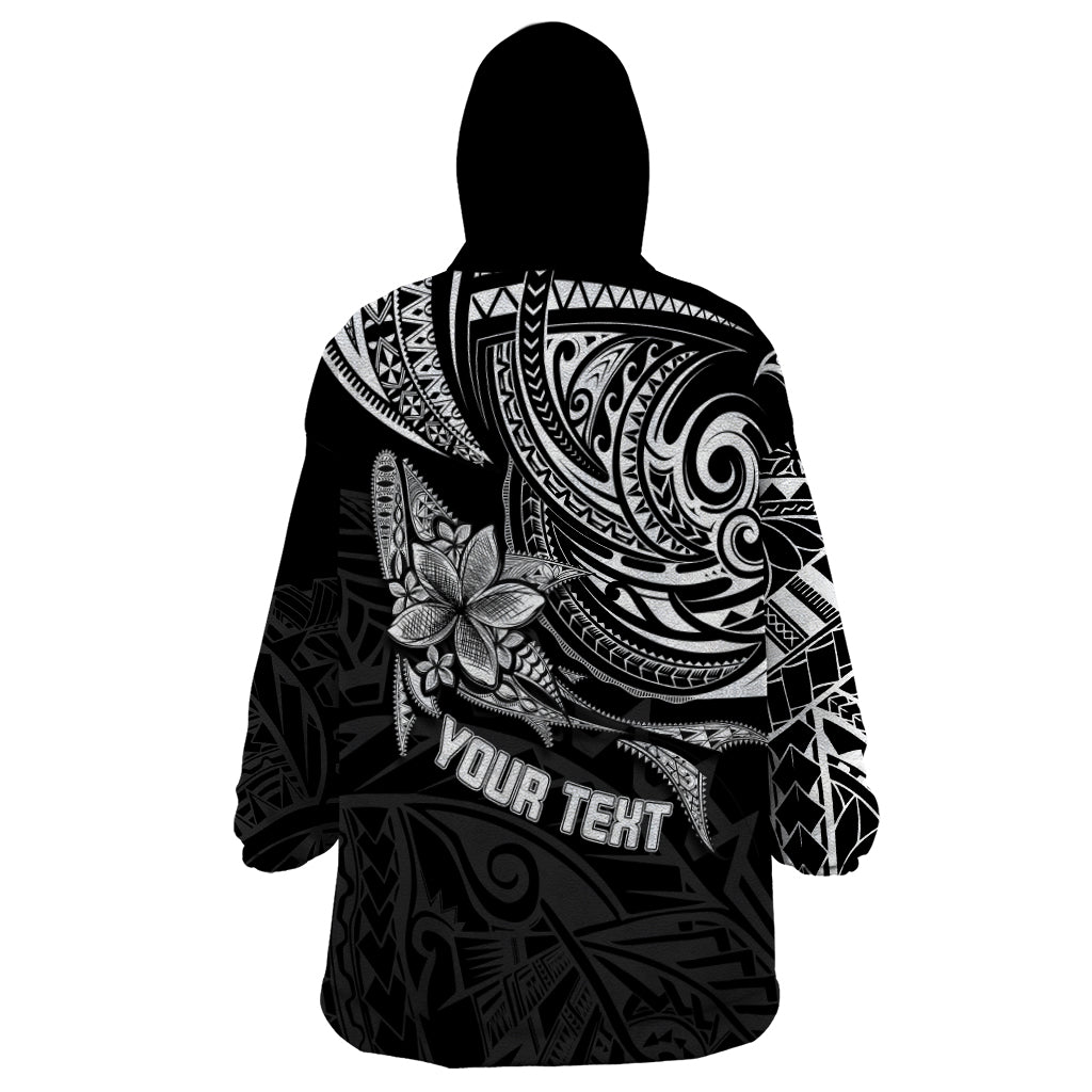 Personalised Father's Day Polynesian Wearable Blanket Hoodie Best Dad Ever - Black - Wonder Print Shop