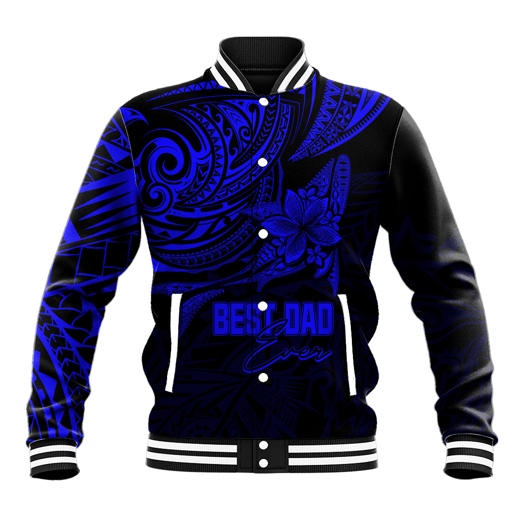 Personalised Father's Day Polynesian Baseball Jacket Best Dad Ever - Blue LT7 - Wonder Print Shop