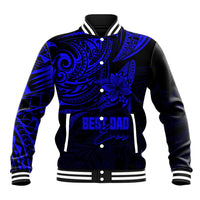 Personalised Father's Day Polynesian Baseball Jacket Best Dad Ever - Blue LT7 - Wonder Print Shop