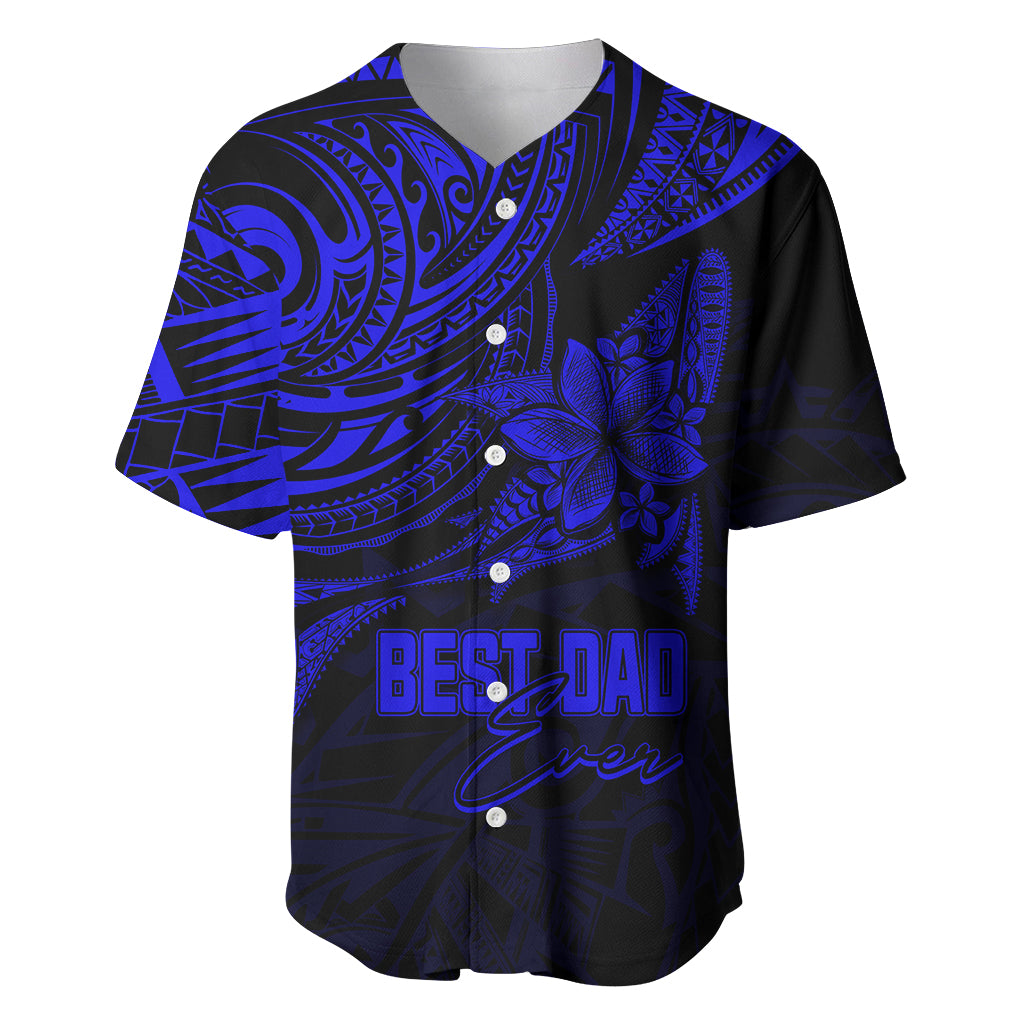 Personalised Father's Day Polynesian Baseball Jersey Best Dad Ever - Blue LT7 - Wonder Print Shop