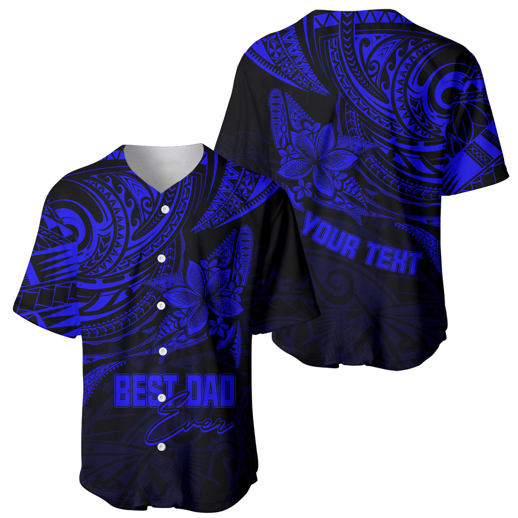 Personalised Father's Day Polynesian Baseball Jersey Best Dad Ever - Blue LT7 - Wonder Print Shop