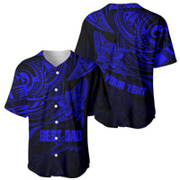 Personalised Father's Day Polynesian Baseball Jersey Best Dad Ever - Blue LT7 - Wonder Print Shop