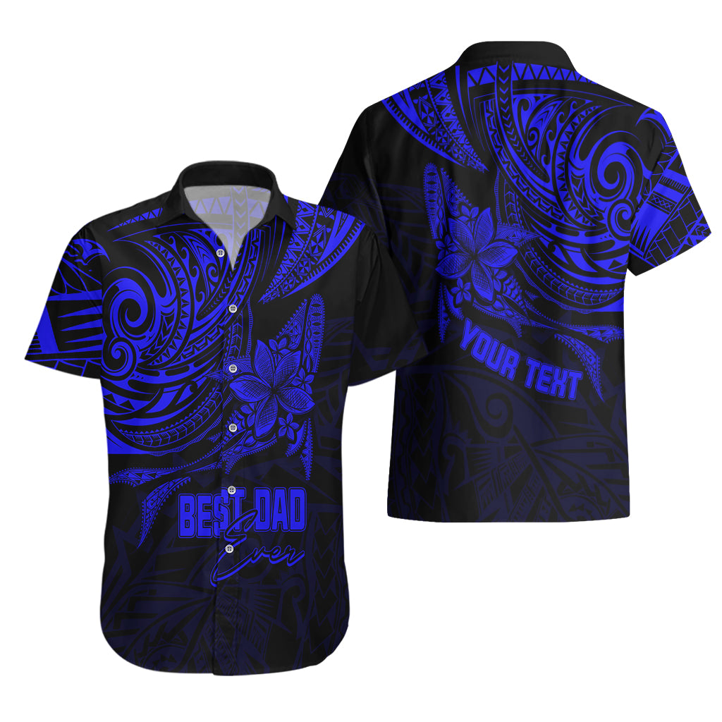 Personalised Father's Day Polynesian Hawaiian Shirt Best Dad Ever - Blue - Wonder Print Shop