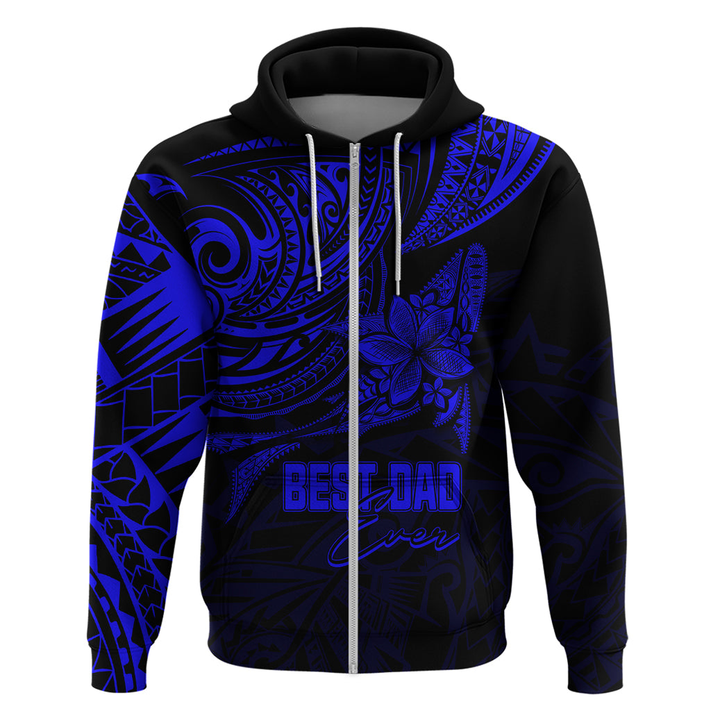 Personalised Father's Day Polynesian Hoodie Best Dad Ever - Blue - Wonder Print Shop