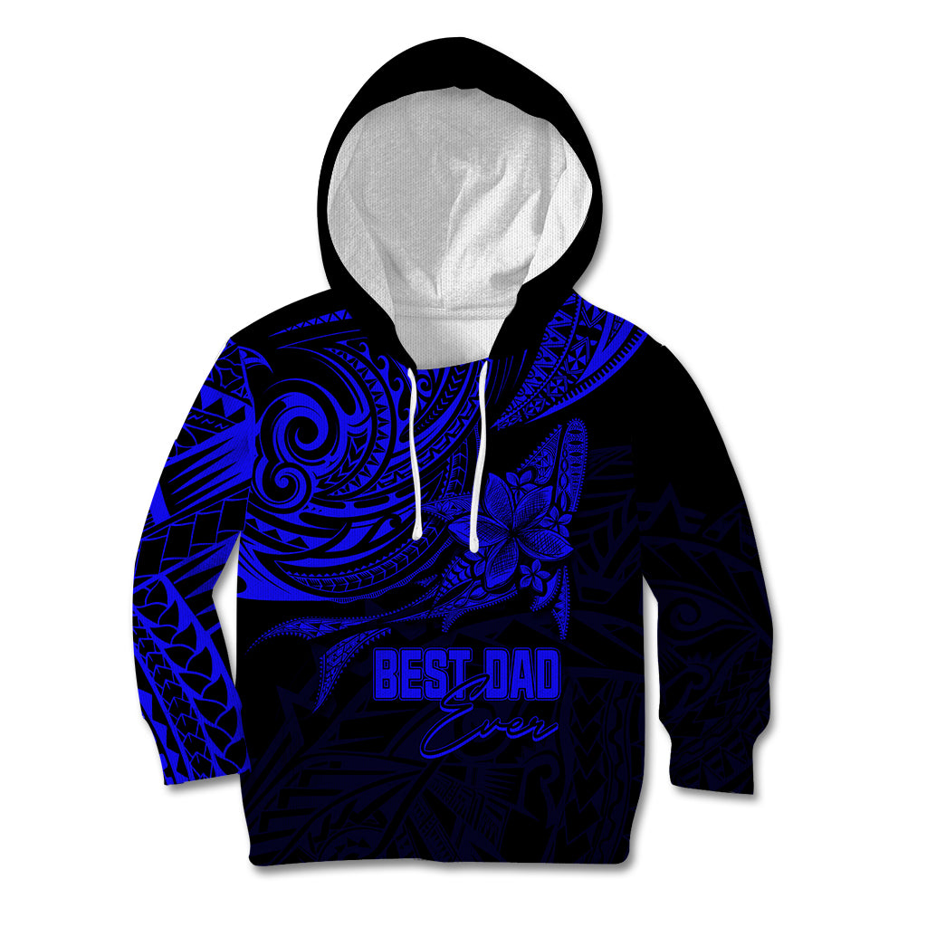 Personalised Father's Day Polynesian Kid Hoodie Best Dad Ever - Blue - Wonder Print Shop