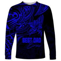 Personalised Father's Day Polynesian Long Sleeve Shirt Best Dad Ever - Blue - Wonder Print Shop