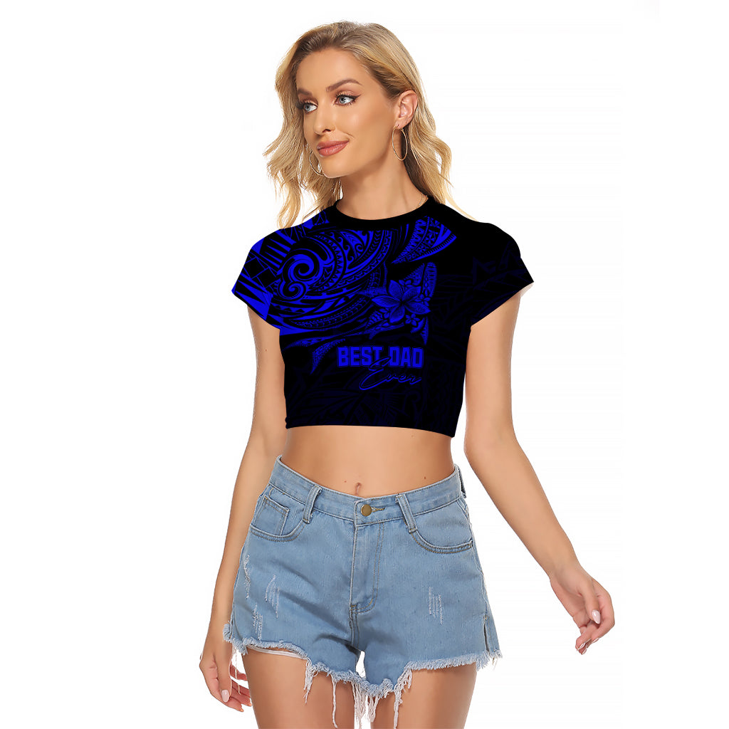 Personalised Father's Day Polynesian Raglan Cropped T Shirt Best Dad Ever - Blue - Wonder Print Shop
