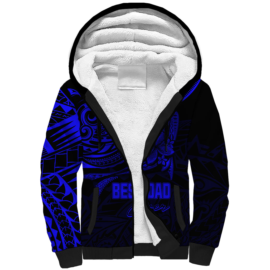 Personalised Father's Day Polynesian Sherpa Hoodie Best Dad Ever - Blue - Wonder Print Shop