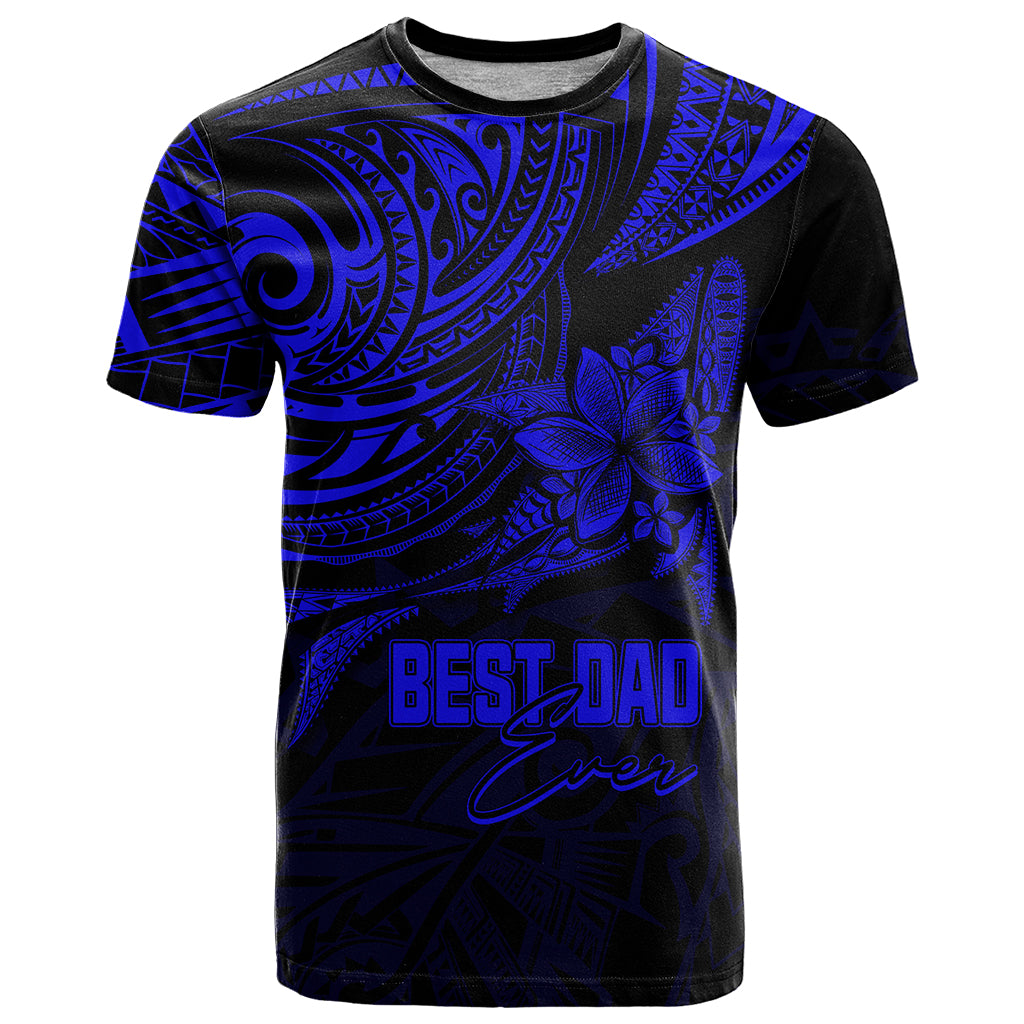 Personalised Father's Day Polynesian T Shirt Best Dad Ever - Blue - Wonder Print Shop