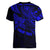Personalised Father's Day Polynesian Women V Neck T Shirt Best Dad Ever - Blue - Wonder Print Shop