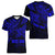 Personalised Father's Day Polynesian Women V Neck T Shirt Best Dad Ever - Blue - Wonder Print Shop