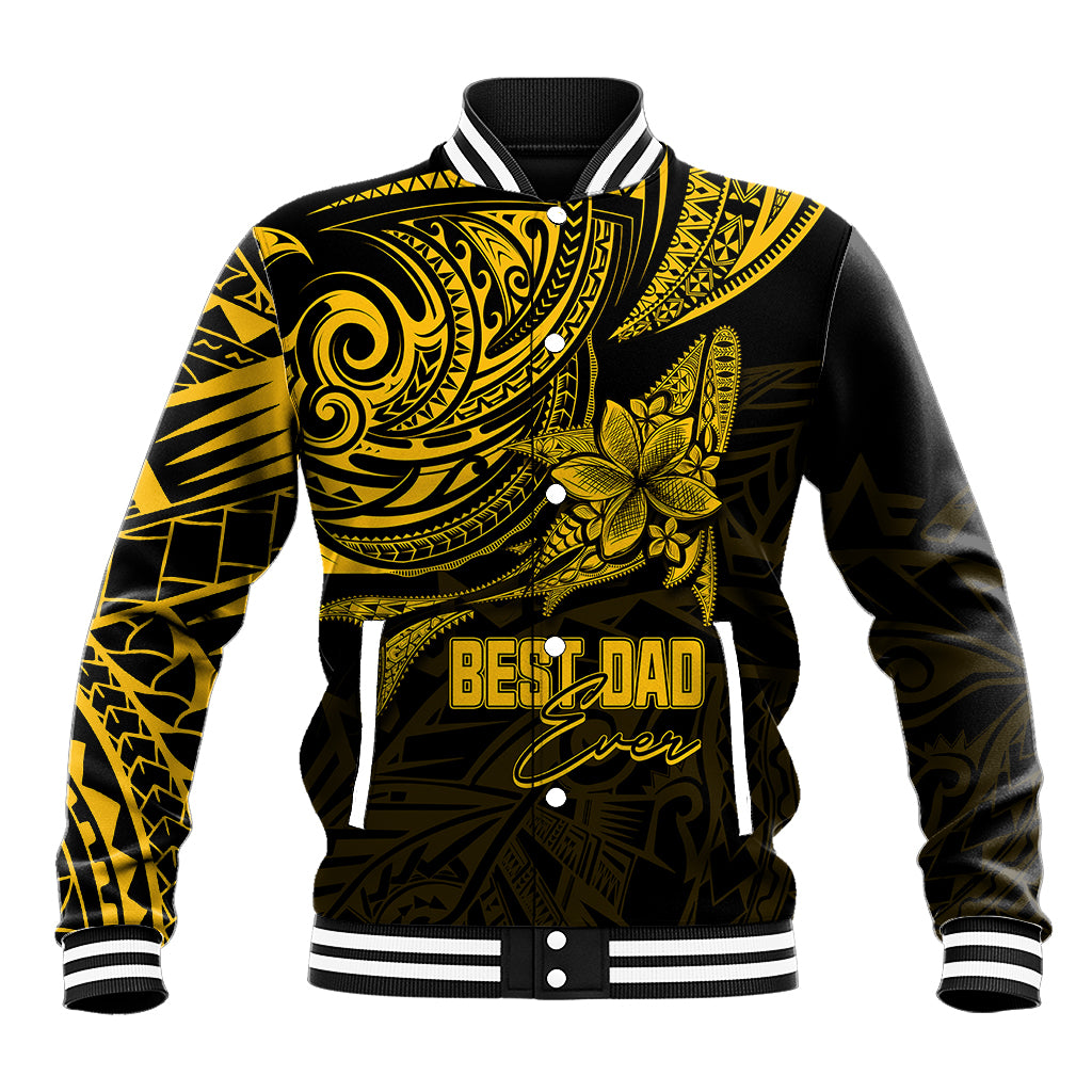 Personalised Father's Day Polynesian Baseball Jacket Best Dad Ever - Gold LT7 - Wonder Print Shop