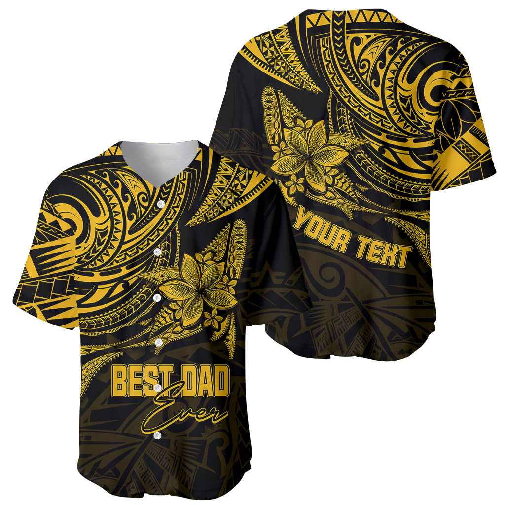 Personalised Father's Day Polynesian Baseball Jersey Best Dad Ever - Gold LT7 - Wonder Print Shop