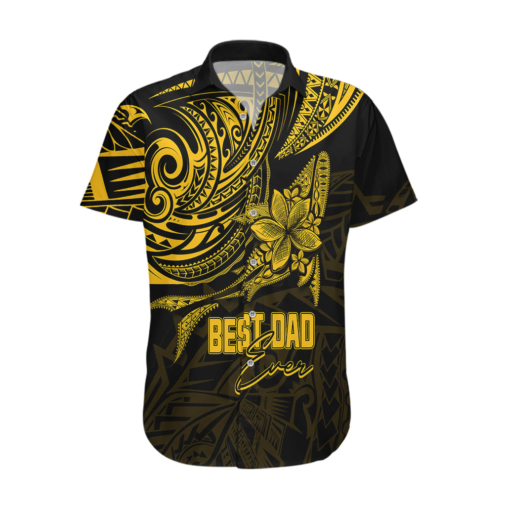 Personalised Father's Day Polynesian Hawaiian Shirt Best Dad Ever - Gold - Wonder Print Shop