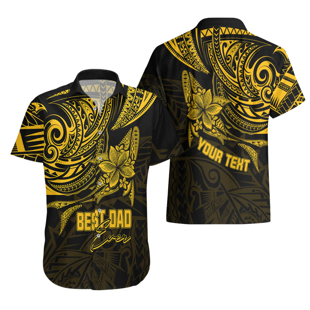 Personalised Father's Day Polynesian Hawaiian Shirt Best Dad Ever - Gold - Wonder Print Shop