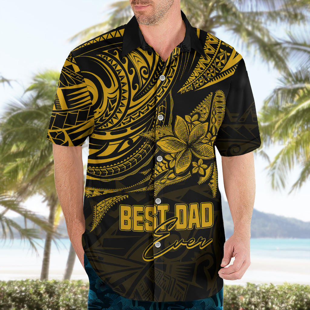 Personalised Father's Day Polynesian Hawaiian Shirt Best Dad Ever - Gold - Wonder Print Shop