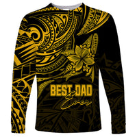 Personalised Father's Day Polynesian Long Sleeve Shirt Best Dad Ever - Gold - Wonder Print Shop